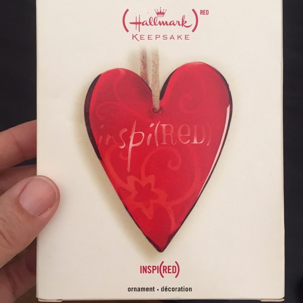 Hallmark Inspi(RED) heart glass ornament.